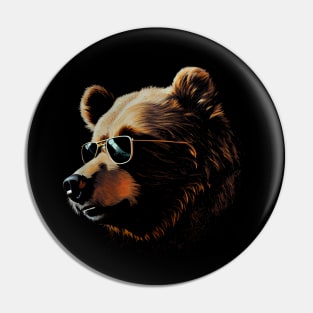 Sunny Bear Wearing Sunglasses Portrait Pin