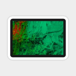 Green red abstract digital painting from a scratched stonewall H1 Magnet