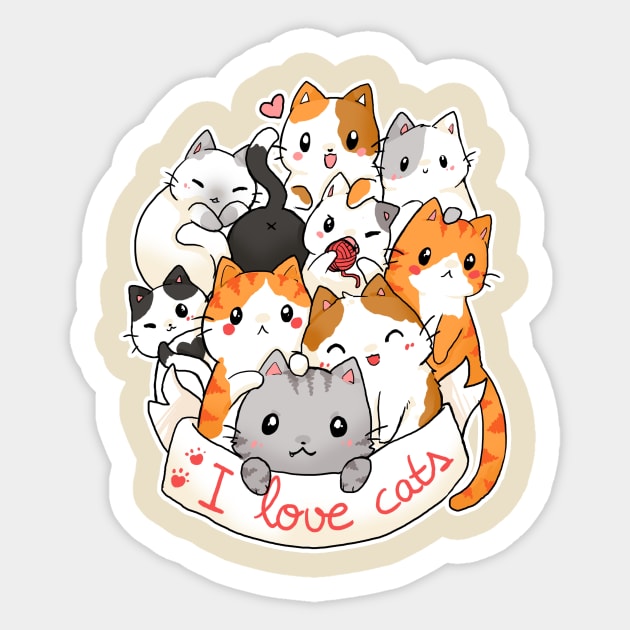 I Love Cats Sticker Cat Sticker, Bubble Free Stickers, Cats, Cute Sticker,  Quote Sticker, Gift Ideas, Kawaii Sticker, Love, Kiss Cut, Cat 