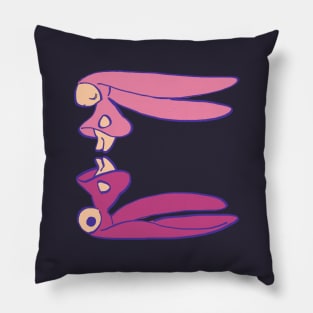 chobits anata and atashi reflection / a city with no people pink pastel rabbits Pillow