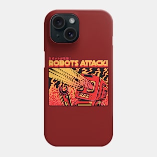 Retro Sci Fi Robots Attack! Phone Case