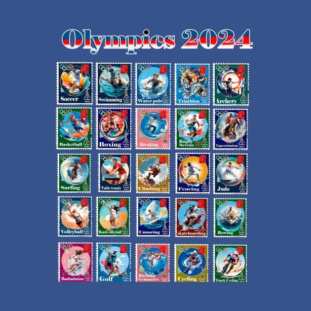 2024 Olympics Commemorative Postage Stamps by enyeniarts