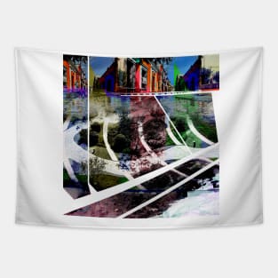 maza in city mapping park landscape collage Tapestry