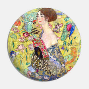 Lady with Fan by Gustav Klimt Pin