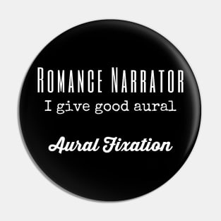 Romance Narrator-White Lettering Pin