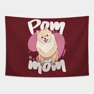 Pom Mom // Cute Pomeranian Mom Cartoon Tapestry