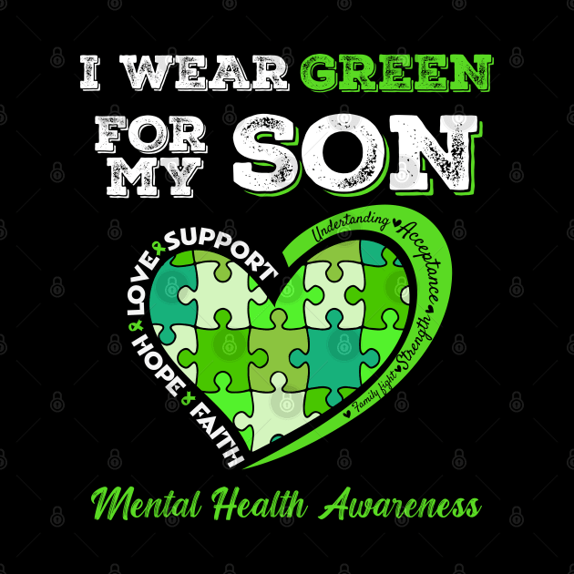 I Wear Green For My Son Mental Health Awareness Mom Dad by DonVector