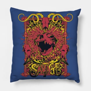 framed screaming animal skull vintage Pillow