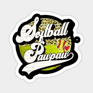 Softball Pawpaw Vintage Leopard Softball Family Matching Magnet