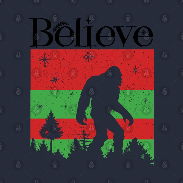 Believe Bigfoot Christmas Ugly by Astramaze