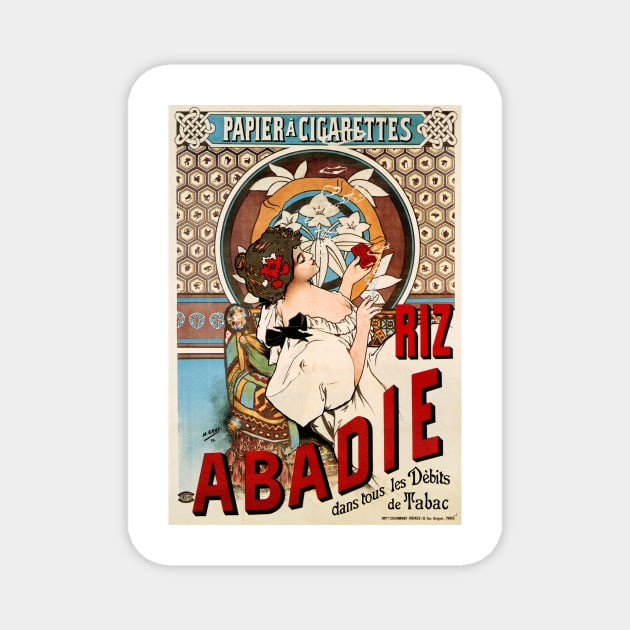 RIZ ABADIE Cigarette Rolling Paper 1898 by H. Gray Art Nouveau Advert Magnet by vintageposters