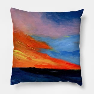 Shaded sky and turbulent oceans painting Pillow