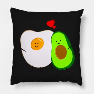 Cute egg and avocado couple cartoon Pillow