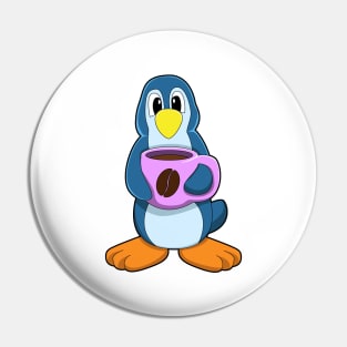 Penguin with Cup of Coffee Pin