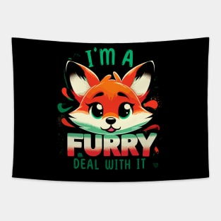 I'm A Furry Deal With It Fun Fox Cute Furry Fursona Fandom Tapestry