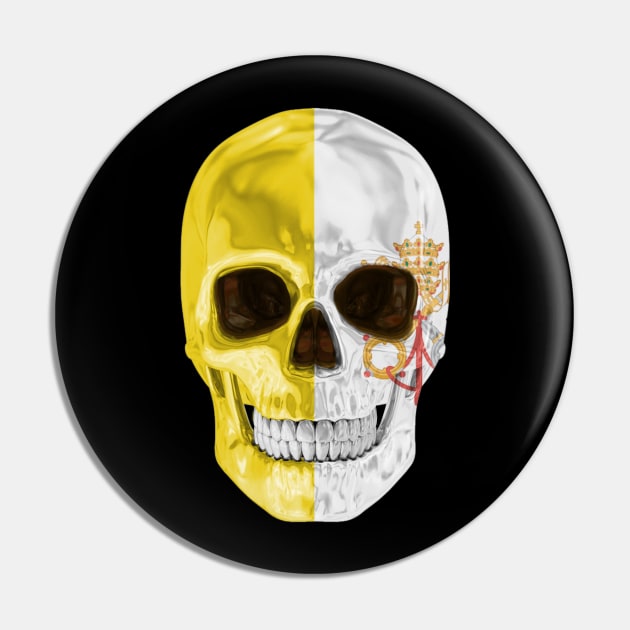 Vatican City Flag Skull - Gift for Vatican With Roots From Vatican City Pin by Country Flags