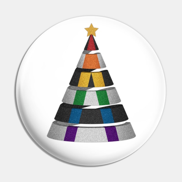 Large Spiral LGBT Ally Pride Flag Christmas Tree Vector Pin by LiveLoudGraphics