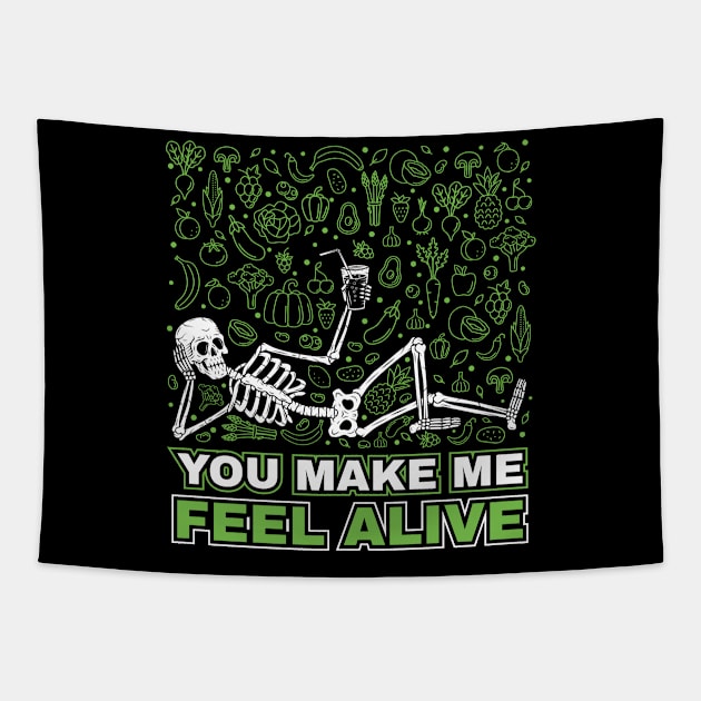 You make me feel alive funny skeleton Tapestry by aneisha