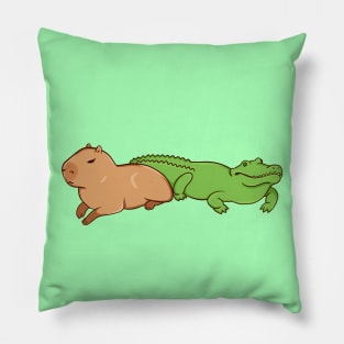 Capybara with a crocodile Pillow