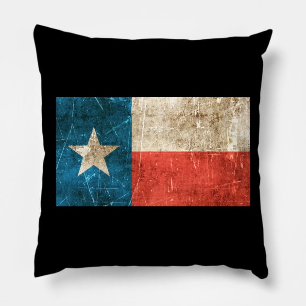 Vintage Aged and Scratched Texas Flag Pillow by jeffbartels