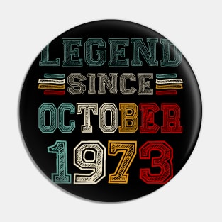 50 Years Old Legend Since October 1973 50th Birthday Pin