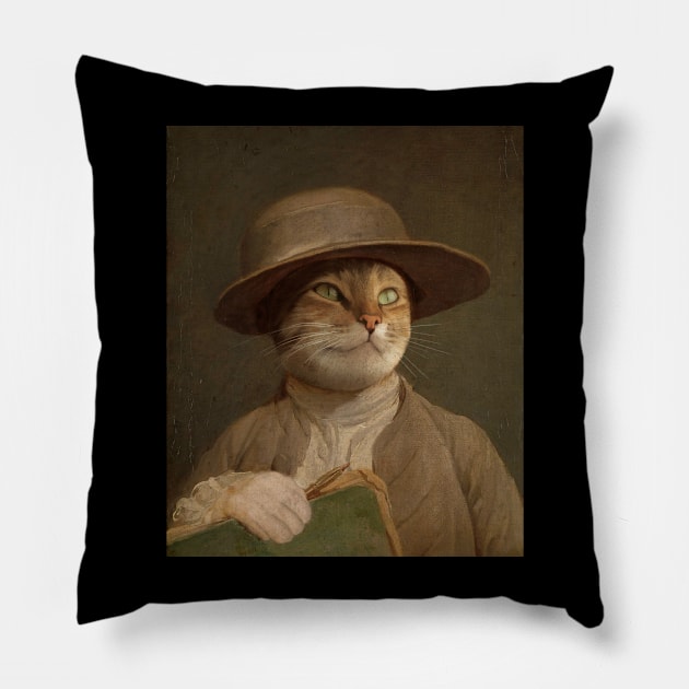 Oil Painting Cat Portrait Pillow by Mrkedi