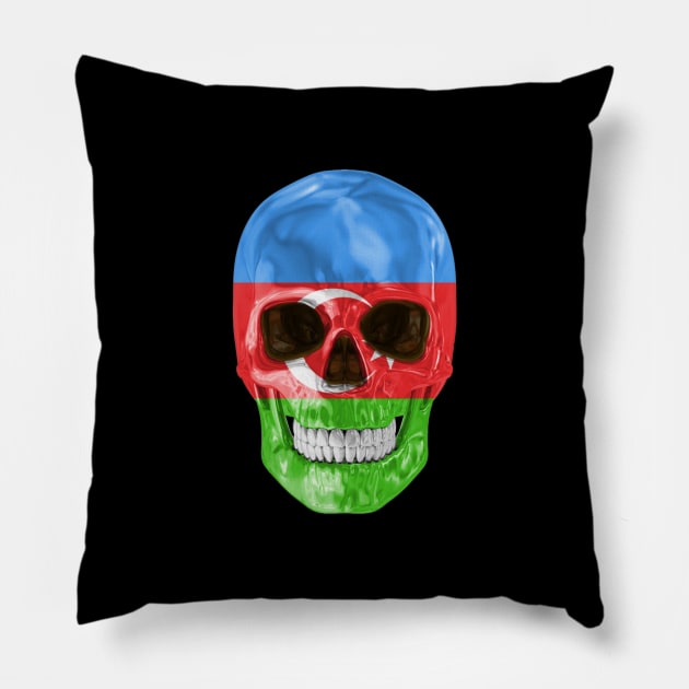 Azerbaijan Flag Skull - Gift for Azerbaijani With Roots From Azerbaijan Pillow by Country Flags