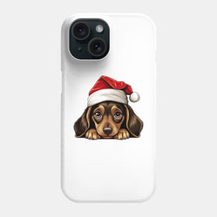 Christmas Peeking Dachshund Dog Phone Case