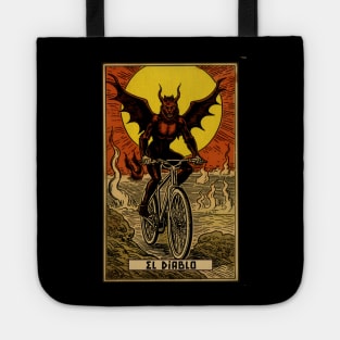 El Diablo: The Devil Riding a Bike Tarot Card Art Tote