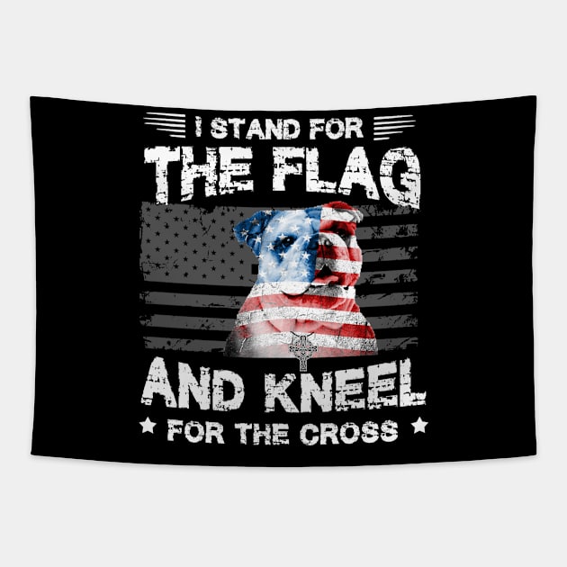 Bulldog Dog Stand For The Flag Kneel For Fallen Tapestry by Antoniusvermeu