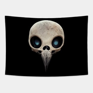 Spooky Glowing Raven Skull Tapestry