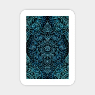 Black, Teal & Aqua Protea Doodle Pattern Magnet