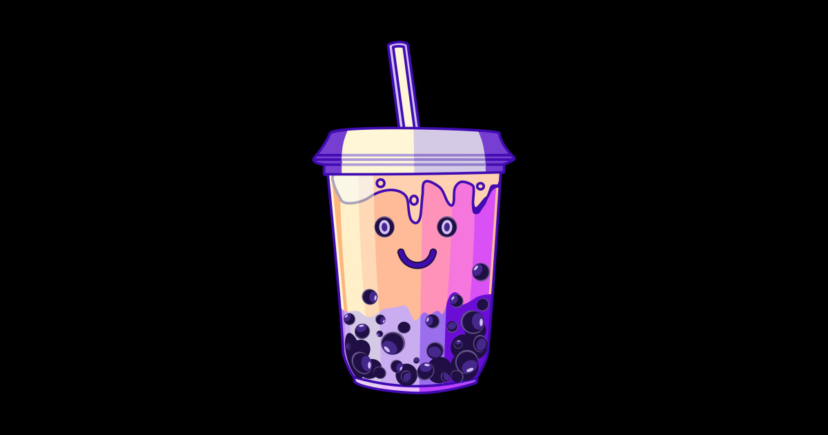 Lavender boba tea character design Boba Tea Sticker TeePublic