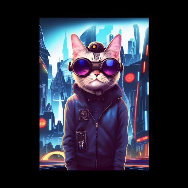 Cool Japanese Techno Cat In Future World Japan Neon City by star trek fanart and more