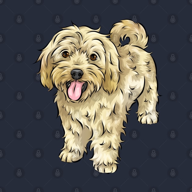 Cute Cream / Yellow Cavapoo Dog by Shirin Illustration