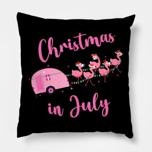 Funny Flamingo Pink Camping Car Christmas In July Pillow