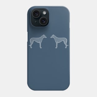 Greyhounds in Love - detailed outlines dog design - on dark blue Phone Case
