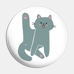 Gray Cat Licking Butt Pin