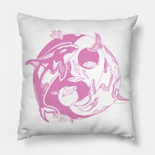 Light Pink Balanced Orca Whales Pillow