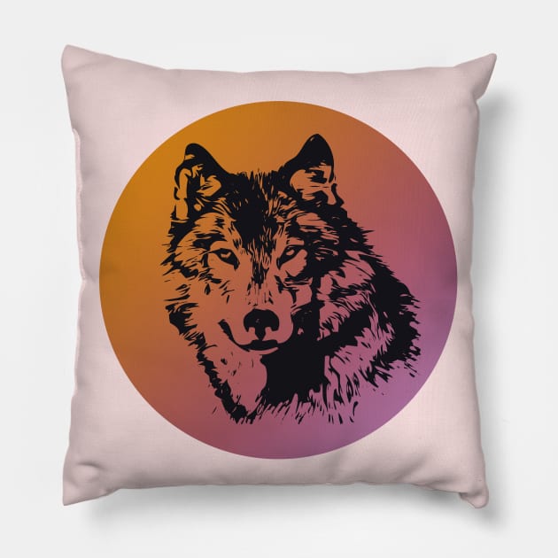 Wolf, wolf silhouette, nature and animals lovers Pillow by Collagedream