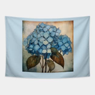 Simple Blue Folk Art Hydrangea Flower Tapestry