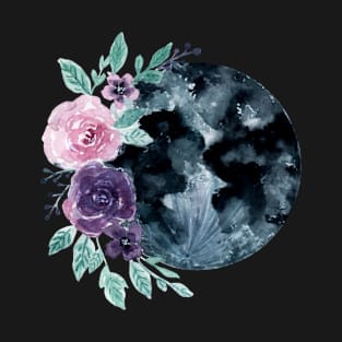 Flowers moon watercolor T-Shirt