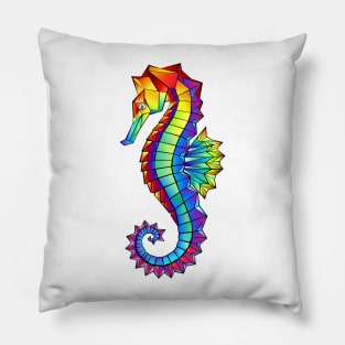 Rainbow Polygonal Seahorse Pillow