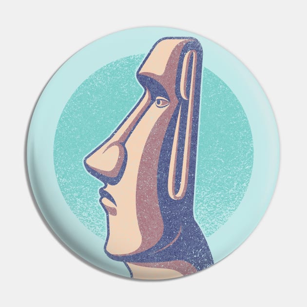 Distressed Vintage Polynesian Moai - Easter Island, Rapa Nui Pin by RYSHU 