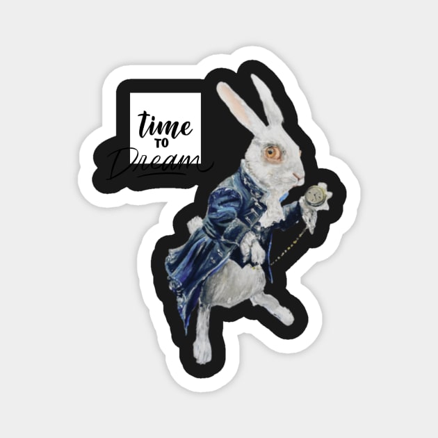 Time to Dream White Rabbit Alice In Wonderland Magnet by saraperry