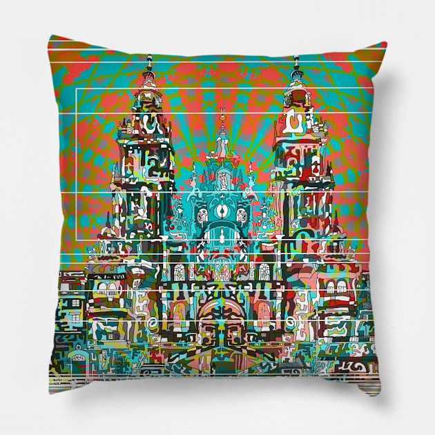 Portico of glory in the sky of the cathedral of Santiago de Compostela Galicia Pillow by Cachaldora