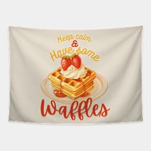 Waffle Illustration - Keep Calm and have some waffles Tapestry