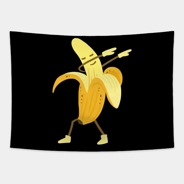 Banana Dabbing Kawaii Tapestry by CreativeGiftShop