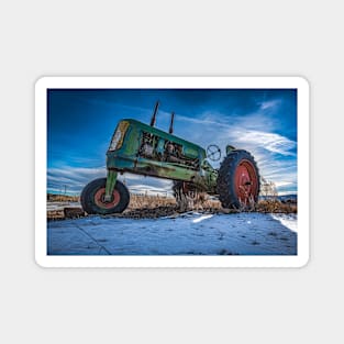 Vintage Oliver Tractor in Winter Magnet