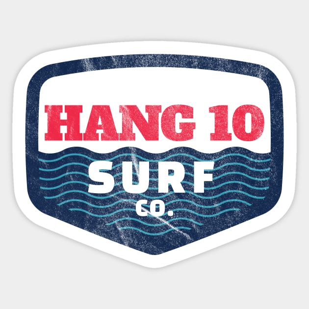 Hang 10 Surfer Riding Wave Retro Distressed T-Shirt Hang 10 Surfer Riding Wave Retro Distressed T-Shirt